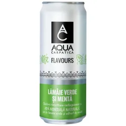 Aqua Carpatica băutură carbogazoasă  Flavours cu aroma de lămâie verde şi mentă, 0.33L