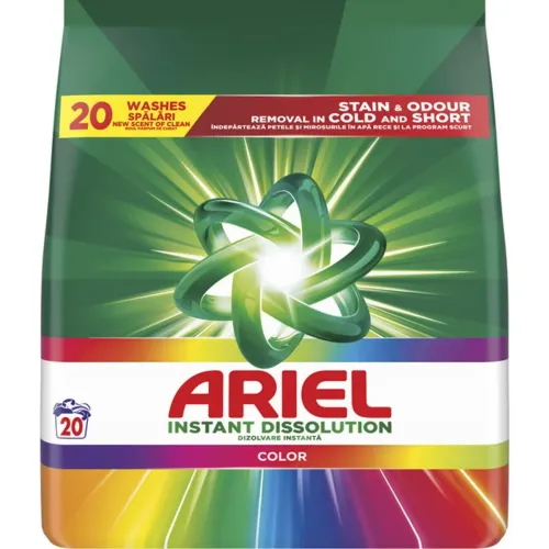 Ariel Detergent pudră automat Instant Dissolution Color, 20 spălări, 1.3 kg