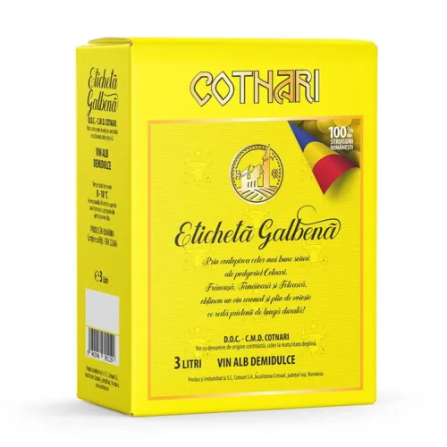 Cotnari Eticheta Galbena Vin alb demidulce, 3L