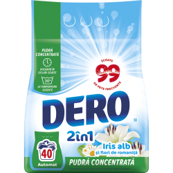 Dero 2in1 Detergent pudră automat Iris Alb, 40 spălări, 3 kg