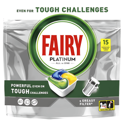 Fairy Capsule pentru mașina de spălat vase Platinum, 15 bucăți Fairy Capsule pentru mașina de spălat vase Platinum, 15 bucăți
